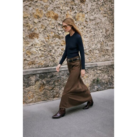 ZARA Z1975 DENIM MIDI TIERED SKIRT - Picture 2 of 8